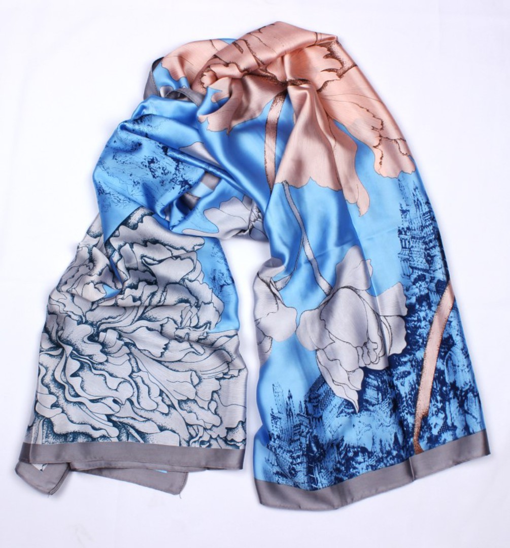 Alice & Lily floral  silky look and feel scarf blue Style : SC/5036BLU image 0